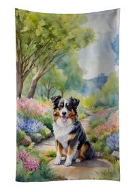 Australian Shepherd Spring Garden Kitchen Towel Dish Cloths Guest Hand Towel Decorative Bathroom Towel for Face,Tea, Dishcloth, Kitchen and Bath