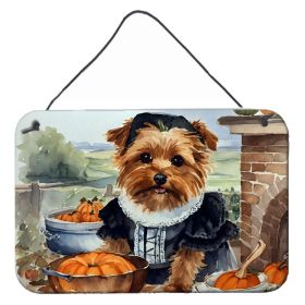 NEW Norfolk Terrier Fall Kitchen Pumpkins Wall or Door Hanging Prints Aluminum Metal Sign Kitchen Wall Bar Bathroom Plaque Home Decor, 8HX12W