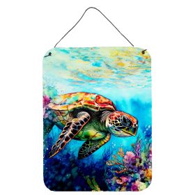 NEW Loggerhead Sea Turtle Wall or Door Hanging Prints Aluminum Metal Sign Kitchen Wall Bar Bathroom Plaque Home Decor Front Door Plaque, 12x16