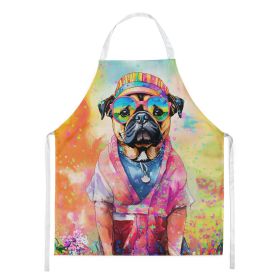 Pug Hippie Dawg Apron Cooking Kitchen Server Baking Crafts Gardening for Adult Women Men, Unisex, Large, Multicolor