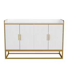 Modern Kitchen Buffet Storage Cabinet Cabinet White Gloss With Metal Legs For Living Room Kitchen (Color: White)