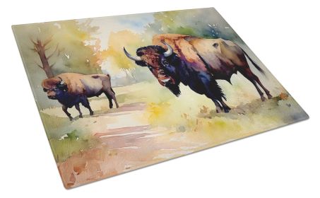 NEW Wood Bison Glass Cutting Board Decorative Tempered Glass Kitchen Cutting and Serving Board Large Size Chopping Board (Default: Default)